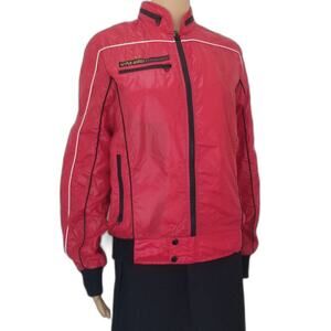 80s Vintage Style Auto Automotive Fashion Nylon Red Racer Jacket Ferrari Size Sm